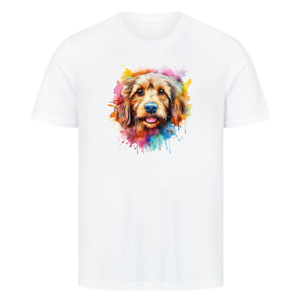 Premium T-Shirt "Golden Doodle Splash" Weiß – hunde-shirt.de