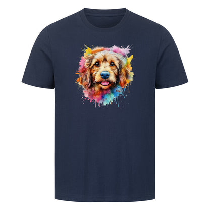 Premium T-Shirt "Golden Doodle Splash" French Navy – hunde-shirt.de