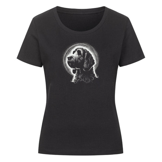 Premium Organic Damen-Shirt "Golden Doodle Shine" Schwarz – hunde-shirt.de