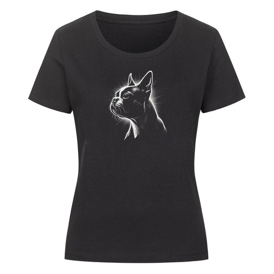 Premium Organic Damen-Shirt "Boston Terrier Shine" Schwarz – hunde-shirt.de