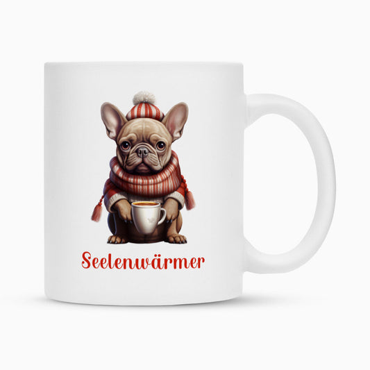 Tasse "Frenchie - Seelenwärmer rot" Weiß – hunde-shirt.de