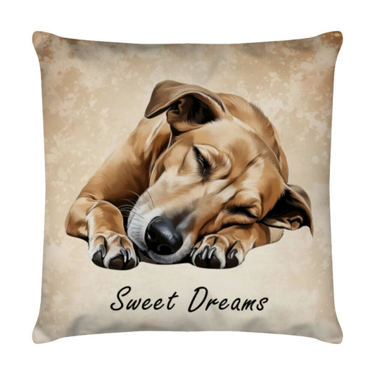 Kissen "Greyhound - Sweet Dreams" Weiß – hunde-shirt.de