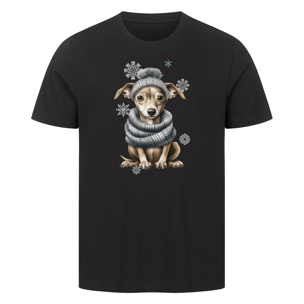 Premium T-Shirt "Greyhound Winter Grau" Schwarz – hunde-shirt.de