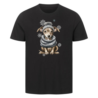 Premium T-Shirt "Greyhound Winter Grau" Schwarz – hunde-shirt.de