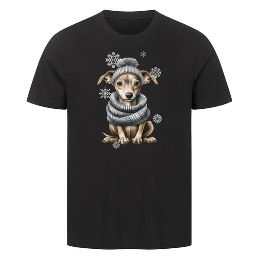 Premium T-Shirt "Greyhound Winter Grau" Schwarz – hunde-shirt.de