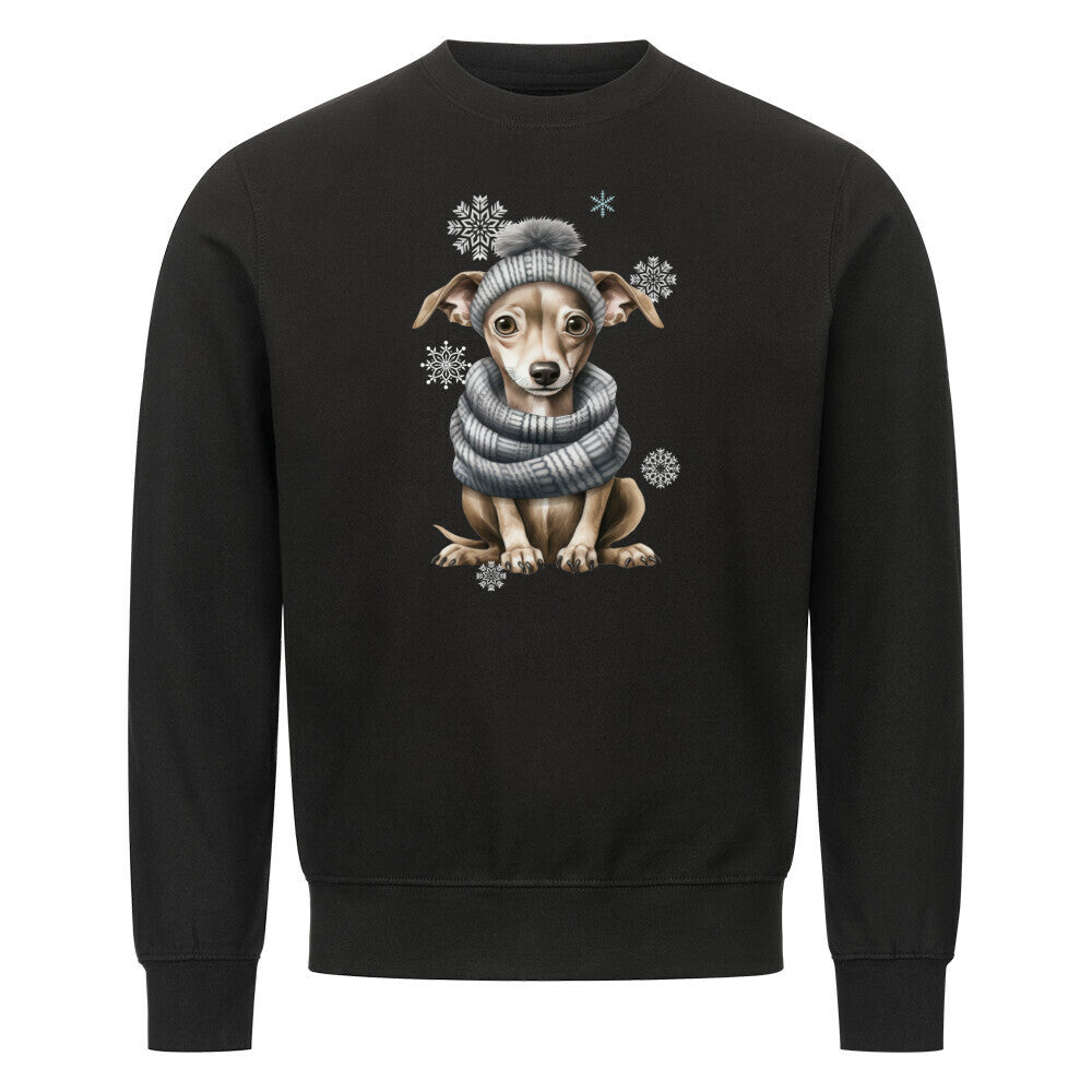 Premium Sweatshirt "Greyhound Winter grau" Schwarz – hunde-shirt.de