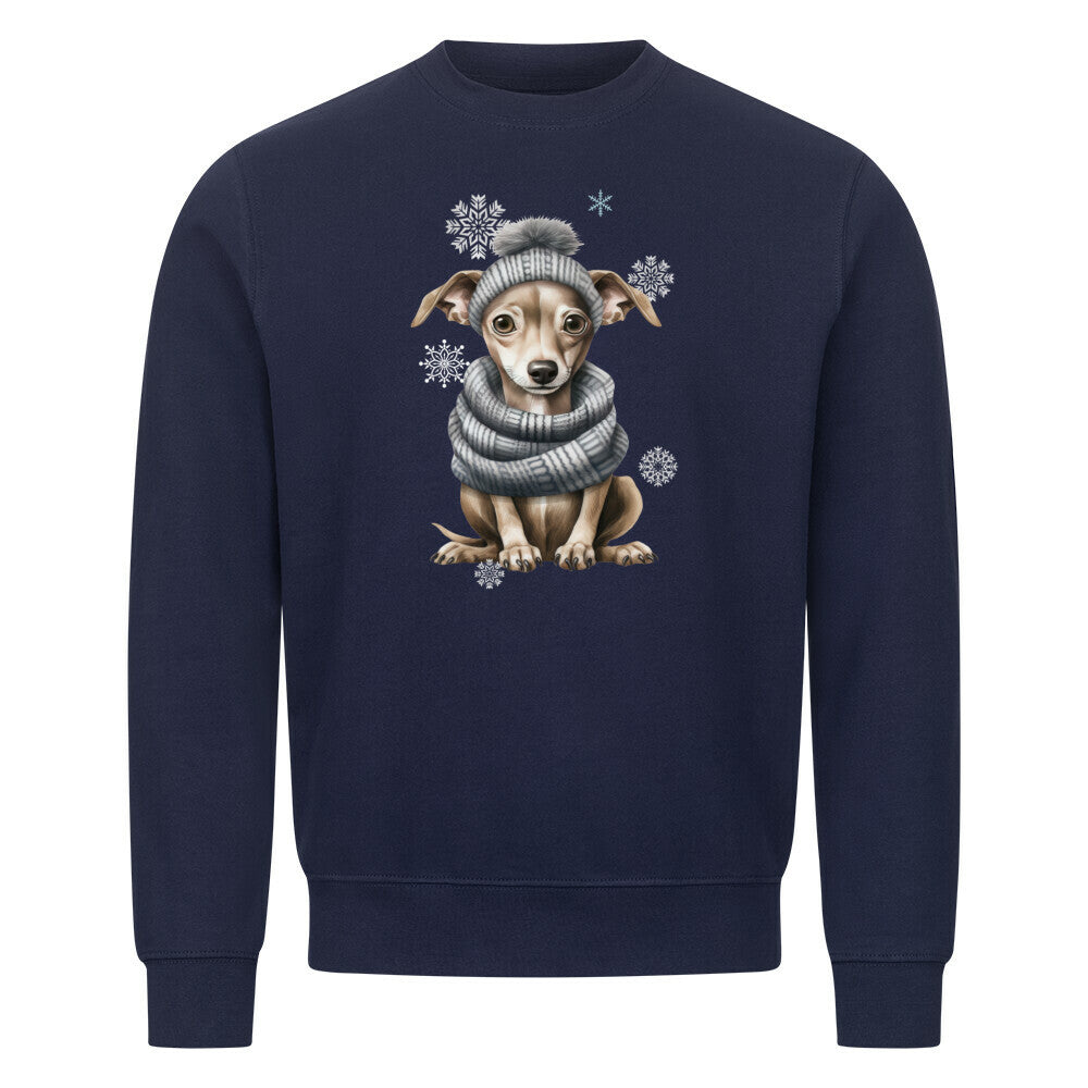 Premium Sweatshirt "Greyhound Winter grau" Navy Blue – hunde-shirt.de
