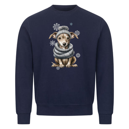 Premium Sweatshirt "Greyhound Winter grau" Navy Blue – hunde-shirt.de