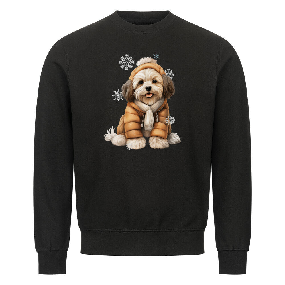 Premium Sweatshirt "Havaneser Winterjacke" Schwarz – hunde-shirt.de