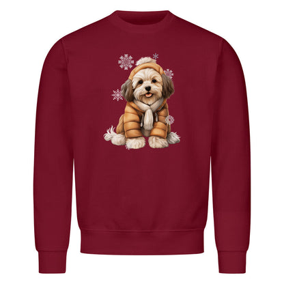 Premium Sweatshirt "Havaneser Winterjacke" Burgunder – hunde-shirt.de
