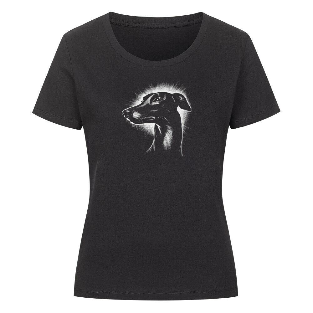 Premium Organic Damen-Shirt "Greyhound Shine" Schwarz – hunde-shirt.de