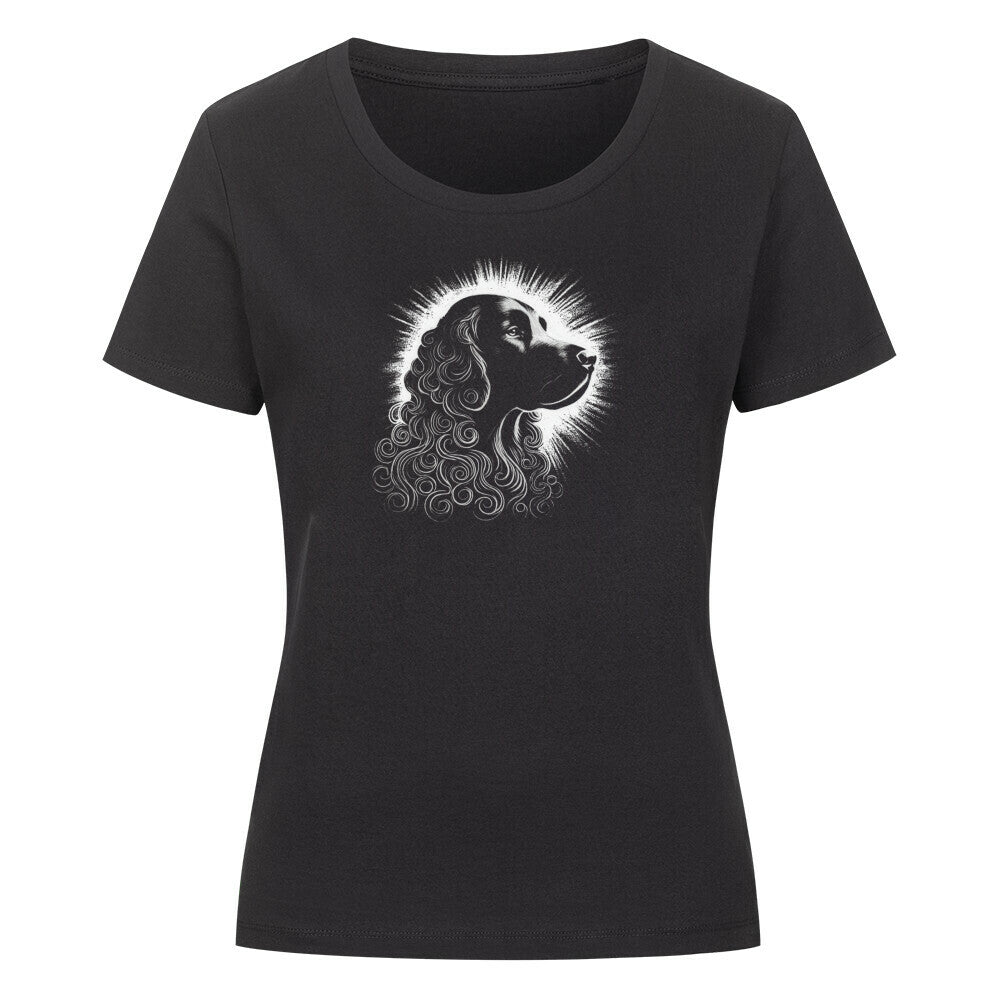 Premium Organic Damen-Shirt "Curly Coated Retriever Shine" Schwarz – hunde-shirt.de