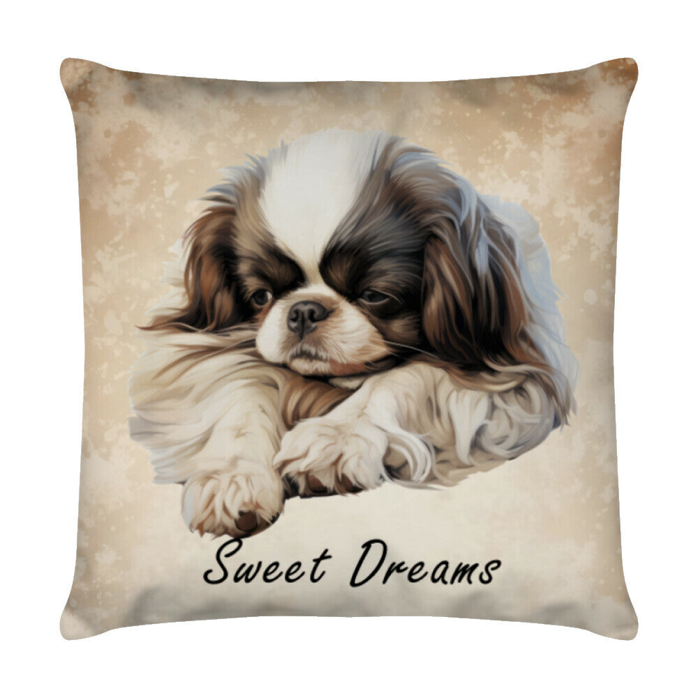 Kissen "Japan Chin - Sweet Dreams" Weiß – hunde-shirt.de