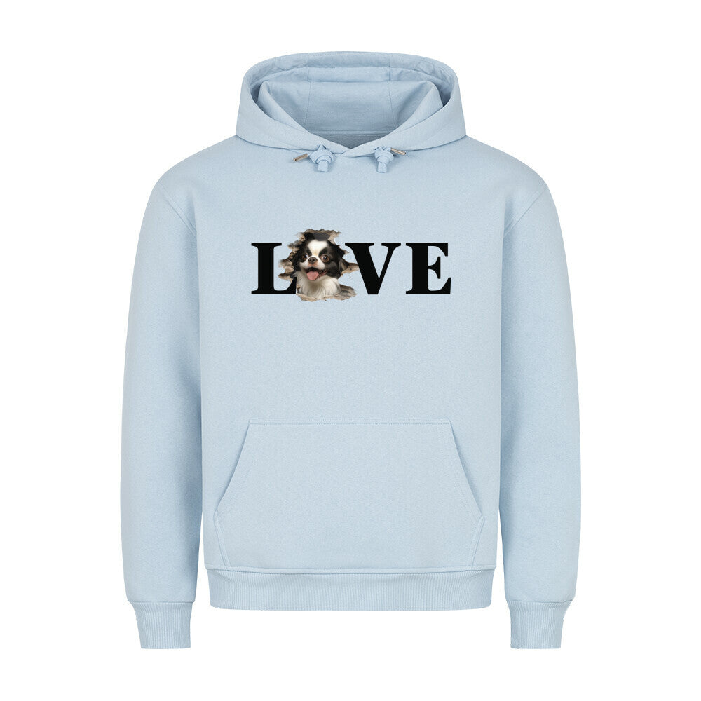 Premium Hoodie "Japanese Chin LOVE" Babyblau – hunde-shirt.de