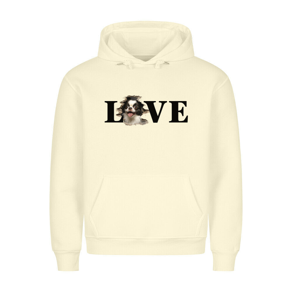 Premium Hoodie "Japanese Chin LOVE" Beige – hunde-shirt.de