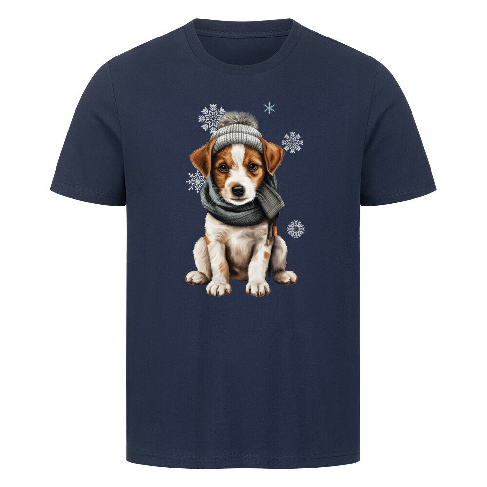 Premium T-Shirt "Jack Russell Terrier Frosty" French Navy – hunde-shirt.de