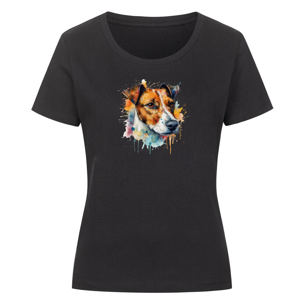 Premium Organic Damen-Shirt "Jack Russell - Splash" Schwarz – hunde-shirt.de