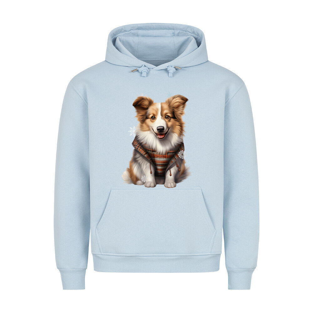 Premium Hoodie "Icelandic Sheepdog - Winter" Babyblau – hunde-shirt.de