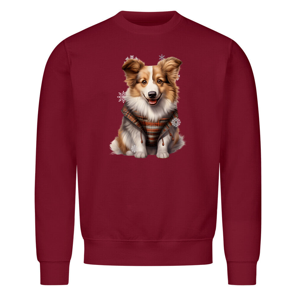 Premium Sweatshirt "Icelandic Sheepdog - Winter" Burgunder – hunde-shirt.de