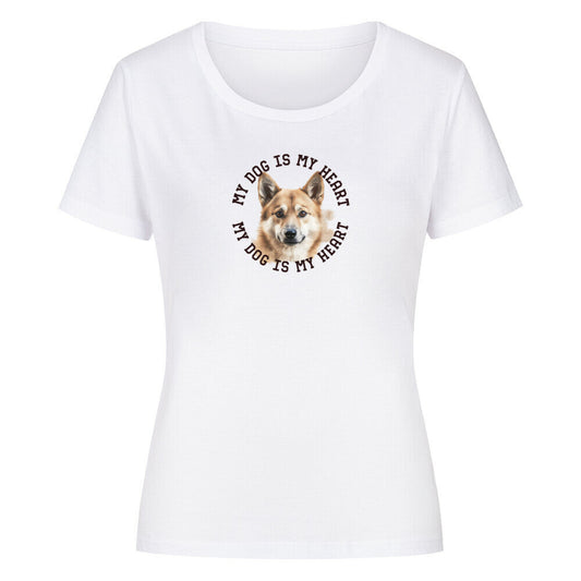 Premium Organic Damen-Shirt "Icelandic - HEART" Weiß – hunde-shirt.de