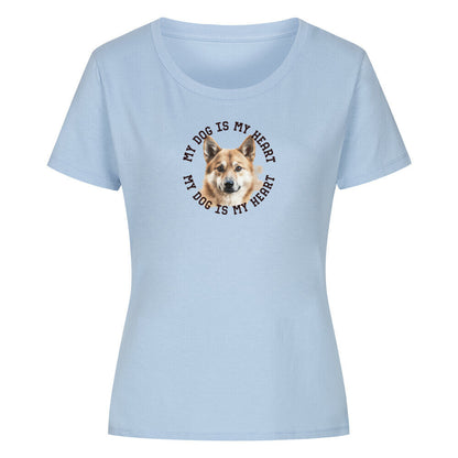 Premium Organic Damen-Shirt "Icelandic - HEART" Sky Blue – hunde-shirt.de