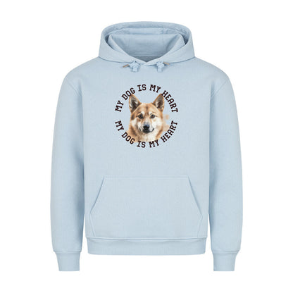 Premium Hoodie "Icelandic Sheepdog - HEART" Babyblau – hunde-shirt.de