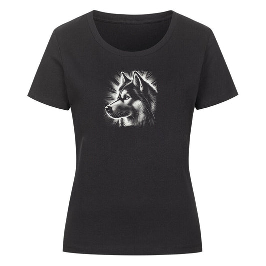 Premium Organic Damen-Shirt "Husky - Shine" Schwarz – hunde-shirt.de
