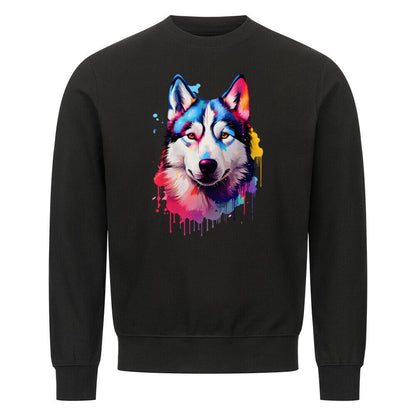 Premium Sweatshirt "Husky - Paint" Schwarz – hunde-shirt.de