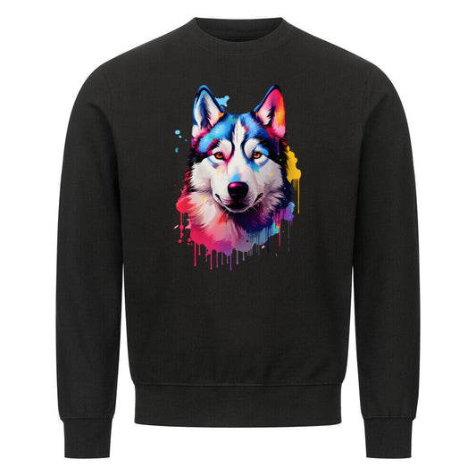 Premium Sweatshirt "Husky - Paint" Schwarz – hunde-shirt.de