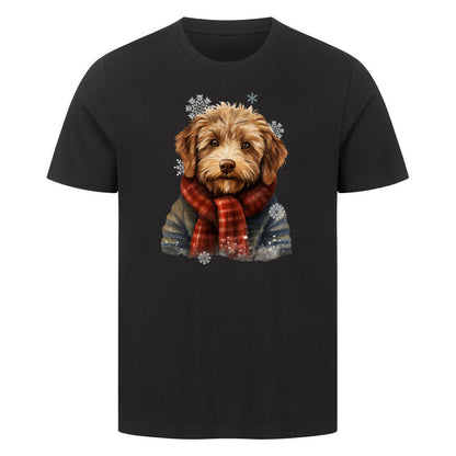 Premium T-Shirt "Labradoodle Winter rot" Schwarz – hunde-shirt.de