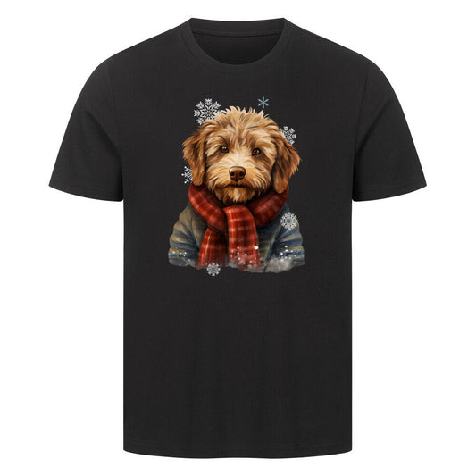 Premium T-Shirt "Labradoodle Winter rot" Schwarz – hunde-shirt.de