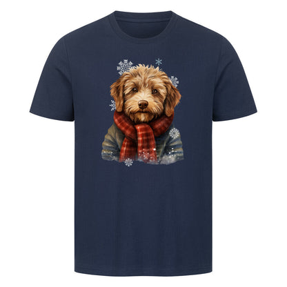 Premium T-Shirt "Labradoodle Winter rot" French Navy – hunde-shirt.de