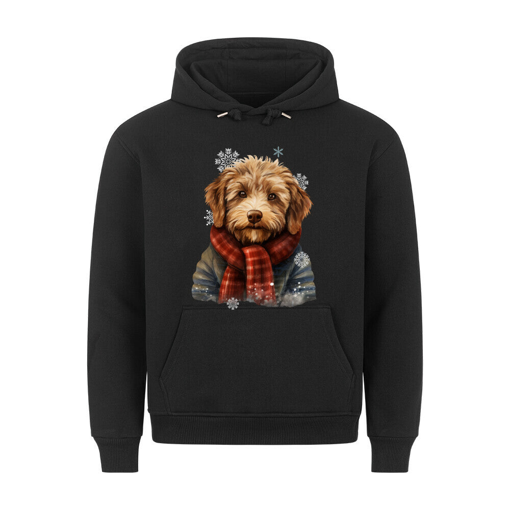 Premium Hoodie "Labradoodle - Winter rot" Schwarz – hunde-shirt.de