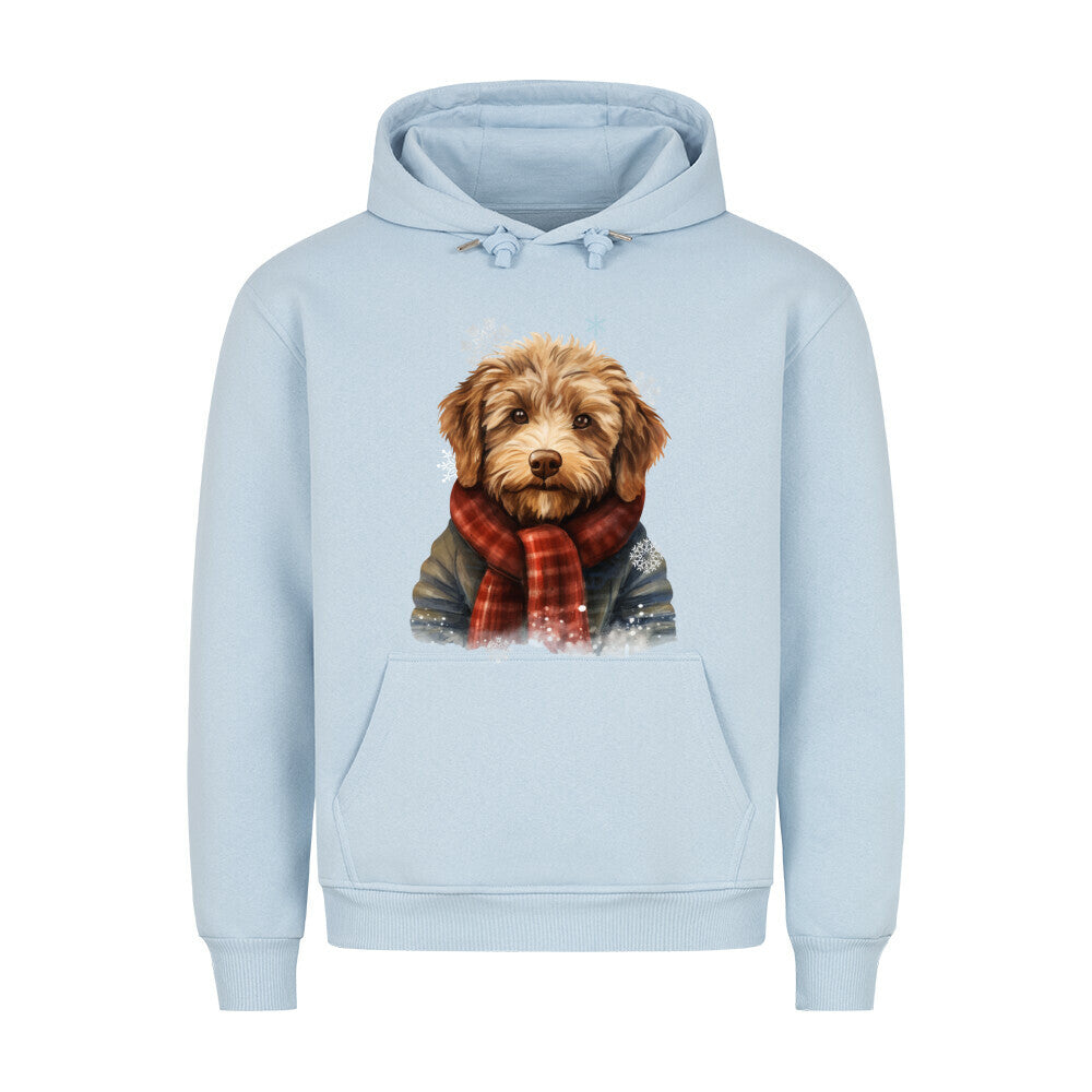 Premium Hoodie "Labradoodle - Winter rot" Babyblau – hunde-shirt.de