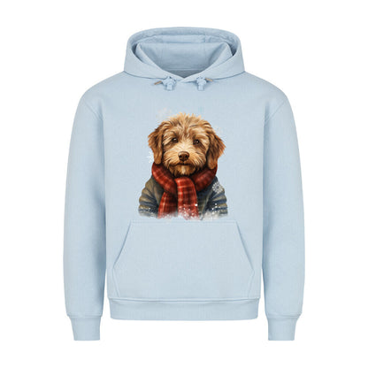 Premium Hoodie "Labradoodle - Winter rot" Babyblau – hunde-shirt.de