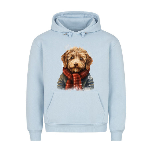 Premium Hoodie "Labradoodle - Winter rot" Babyblau – hunde-shirt.de