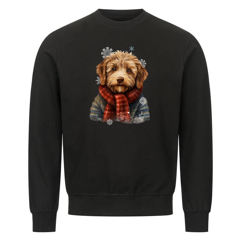 Premium Sweatshirt "Labradoodle - Winter rot" Schwarz – hunde-shirt.de