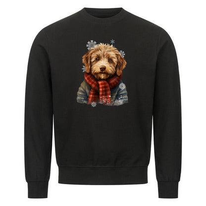 Premium Sweatshirt "Labradoodle - Winter rot" Schwarz – hunde-shirt.de