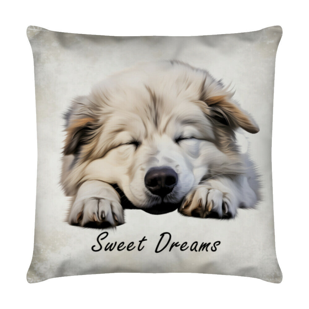 Kissen "Kuvasz Puppy - Sweet Dreams" Weiß – hunde-shirt.de