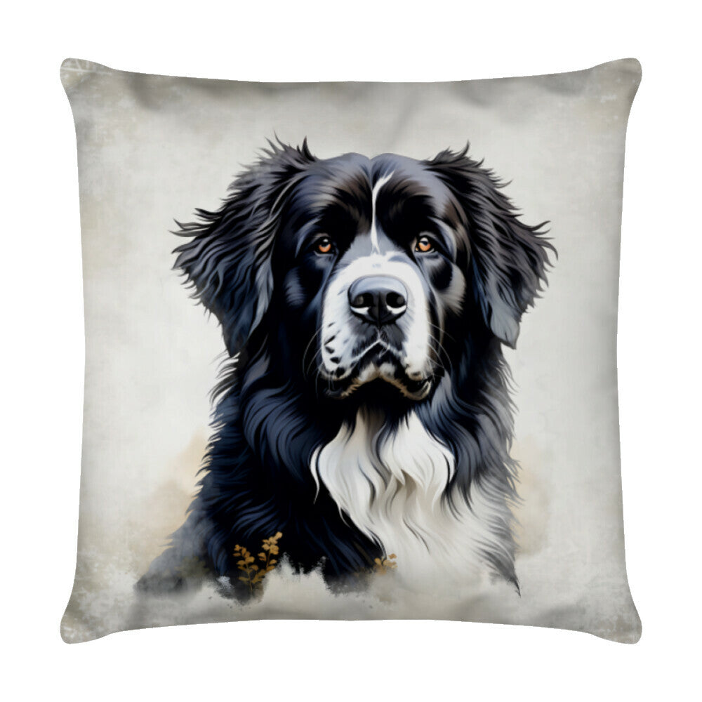 Kissen "Landseer - Portrait" Weiß – hunde-shirt.de