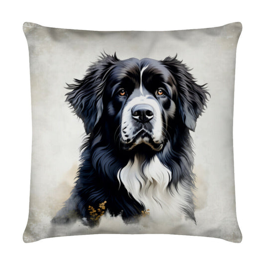Kissen "Landseer - Portrait" Weiß – hunde-shirt.de