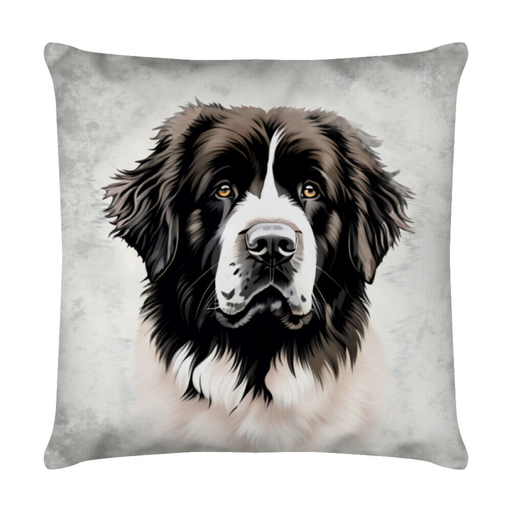 Kissen "Landseer - Blick" Weiß – hunde-shirt.de