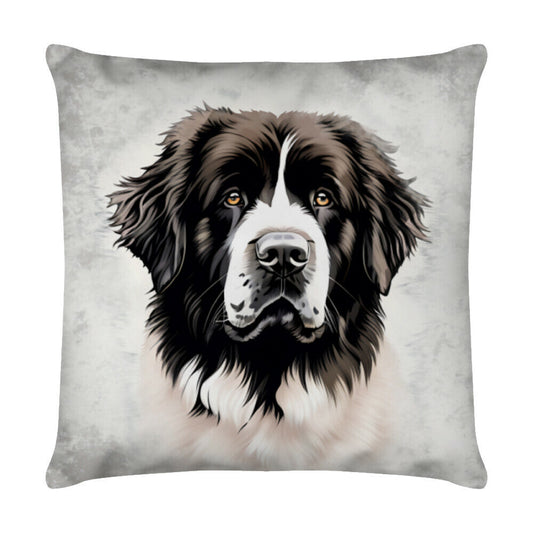 Kissen "Landseer - Blick" Weiß – hunde-shirt.de