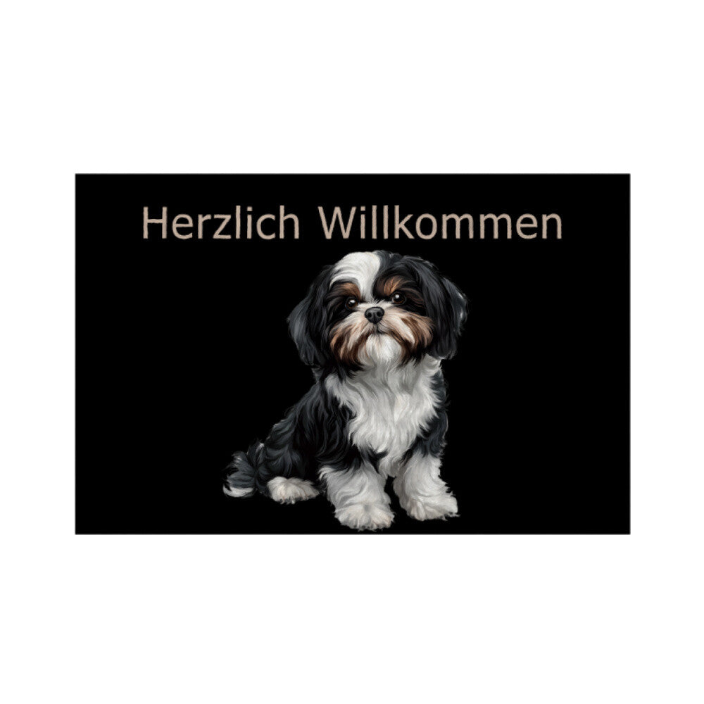 Fußmatte "Löwchen - Herzlich Willkommen" Weiß – hunde-shirt.de