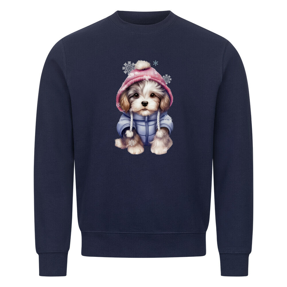 Premium Sweatshirt "Lhasa Apso - Wintermädchen" Navy Blue – hunde-shirt.de