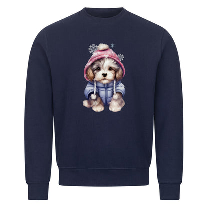 Premium Sweatshirt "Lhasa Apso - Wintermädchen" Navy Blue – hunde-shirt.de
