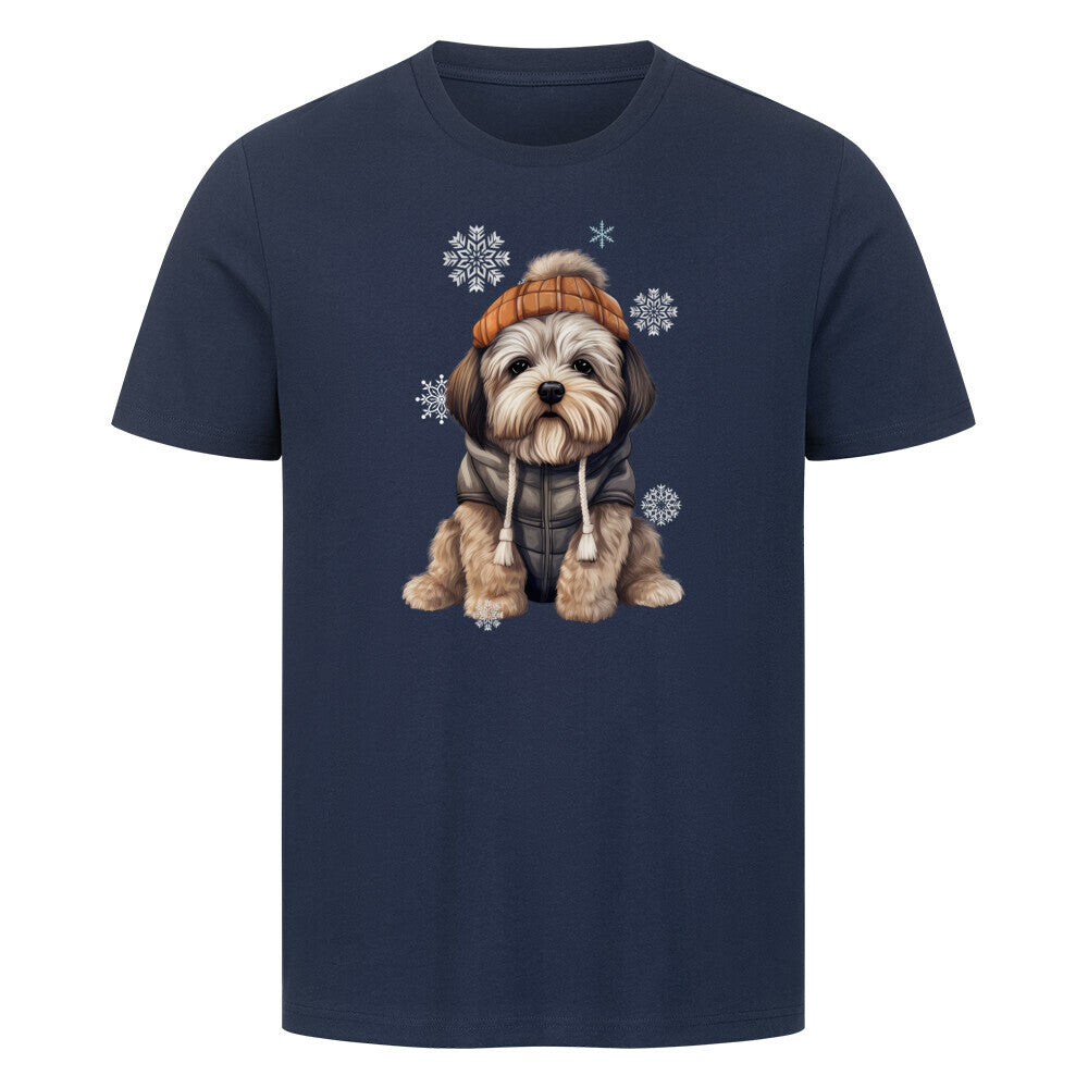 Premium T-Shirt "Lhasa Apso Winterbub" French Navy – hunde-shirt.de