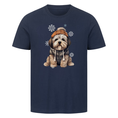 Premium T-Shirt "Lhasa Apso Winterbub" French Navy – hunde-shirt.de