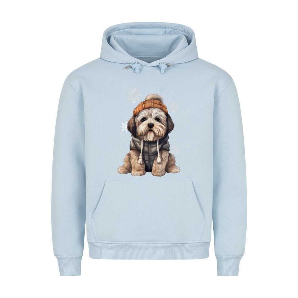 Premium Hoodie "Lhasa Apso Winterbub" Babyblau – hunde-shirt.de