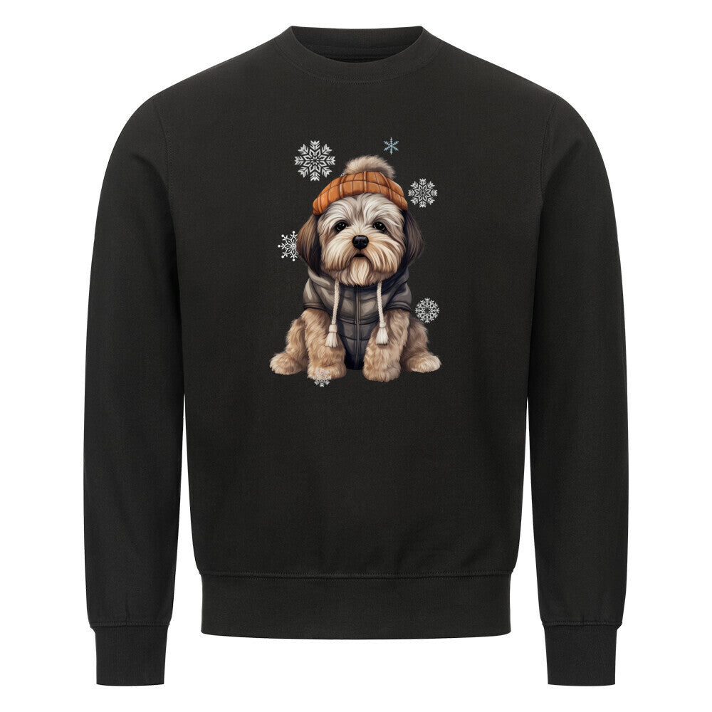 Premium Sweatshirt "Lhasa Apso - Winterbub" Schwarz – hunde-shirt.de